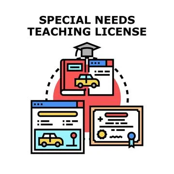 Obtaining special needs teaching license icon concept Stock Illustration