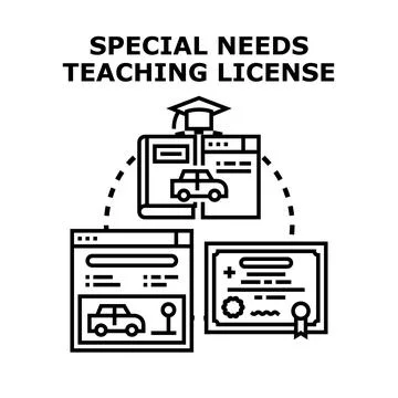 Obtaining special needs teaching license icon concept Stock Illustration