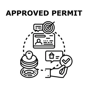 Obtaining successful documentation approval and official permit validation 스톡 일러스트