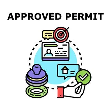 Obtaining successful documentation approval and official permit validation Stock Illustration