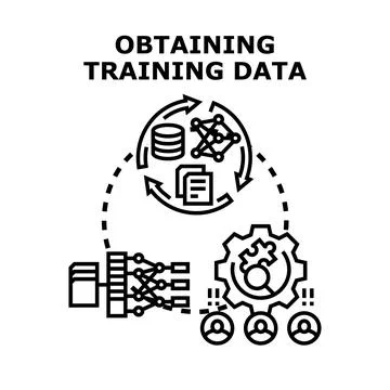 Obtaining training data for machine learning process Stockillustratie