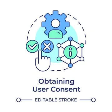 Obtaining user consent multi color concept icon Stock Illustration