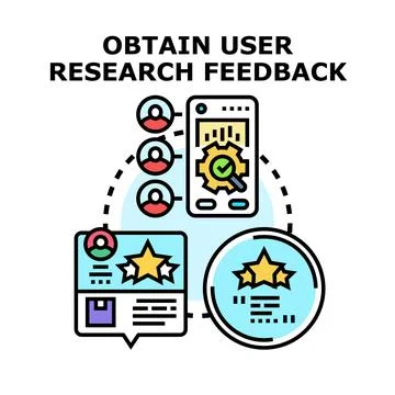 Obtaining user research feedback and online customer review Stock Illustration