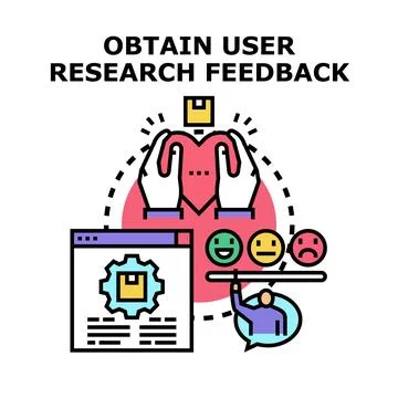 Obtaining user research feedback for product development Stock Illustration