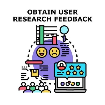 Obtaining user research feedback for product development Stock Illustration