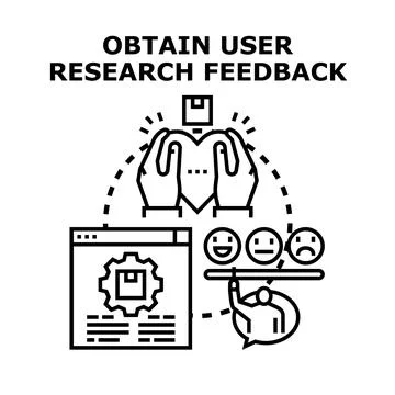 Obtaining user research feedback for product development Stock Illustration