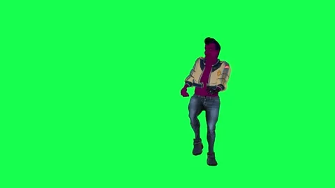 Obverse angle of purple spaceman walking around being disturbed by insects 3D Video stock 247973957