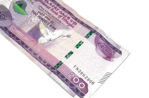 The obverse side of 200 ETB two hundred Ethiopian Birr issued by the nation.. Stock Photos