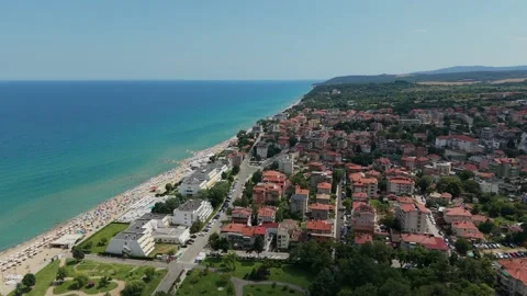 Obzor Bulgaria Dynamic Push In Camera Movement Over Beach Stock Footage 344464001
