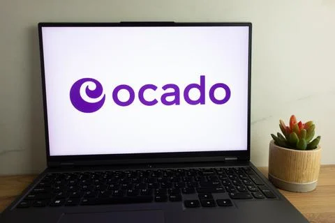 Ocado Group logo on laptop Stock Photos