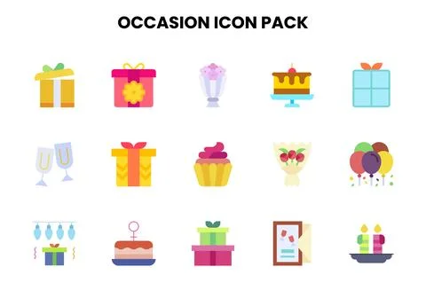 Occasion Flat Design Icons Pack Stock Illustration