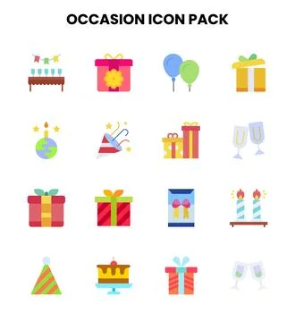 Occasion Flat Graphics Icons Pack Ilustração Stock