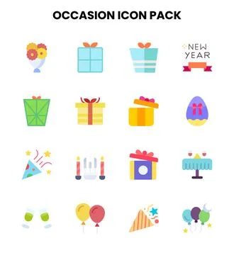 Occasion Flat Scalable Icons Pack Stock Illustration