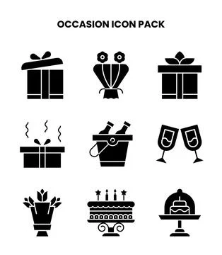 Occasion Glyph Scalable Icons Pack Stock Illustration