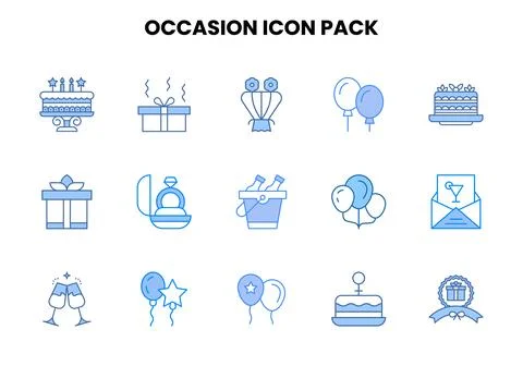 Occasion Two Colour Set Icons Pack Stock Illustration