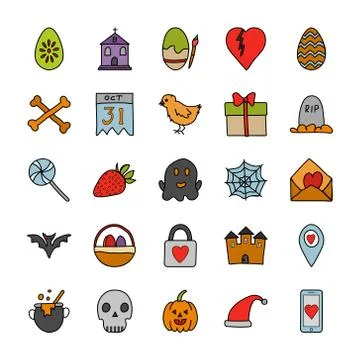 Occasions Doodle Icons Set Stock Illustration