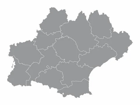 Occitanie administrative map Stock Illustration