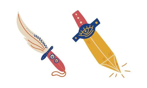 Occult and Esoteric Astrology Elements with Dagger and Eye Symbol Vector Set イラスト素材