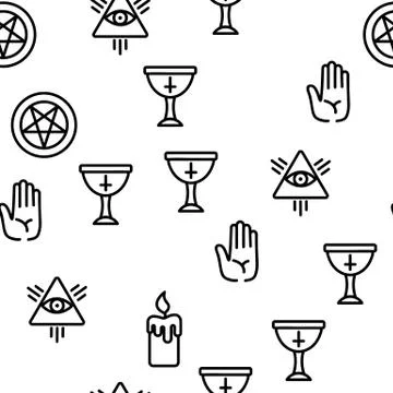 Occult, Demonic Entity Imagery Vector Seamless Pattern Illustrazione stock