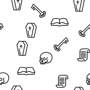 Occult, Demonic Entity Imagery Vector Seamless Pattern Stock Illustration