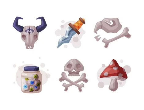 Occult Magic Objects for Mystic Rituals and Witchcraft Vector Set Illustrazione stock