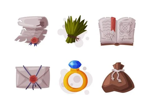 Occult Magic Objects for Mystic Rituals and Witchcraft Vector Set Stock Illustration