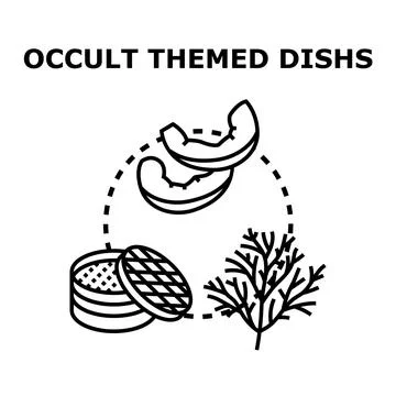 Occult themed dishes concept vector illustration Stock Illustration