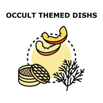 Occult themed dishes concept vector illustration Stock Illustration