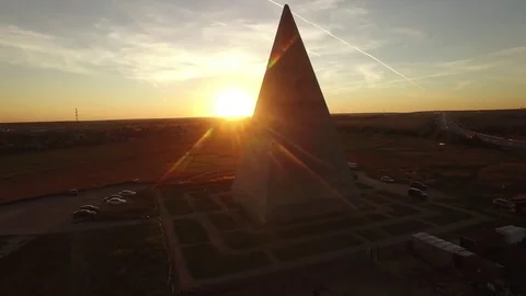 Occultist Golod pyramid Moscow Russia energy forces construction field Aerial Stock Footage