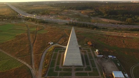 Occultist Golod pyramid Moscow Russia energy forces construction field Drone Stock Footage