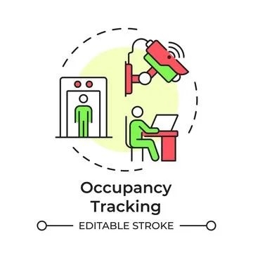 Occupancy tracking flat linear concept icon Stock Illustration