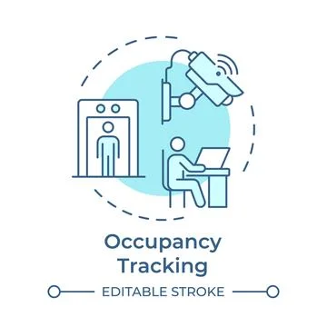Occupancy tracking monochrome blue concept icon Stock Illustration