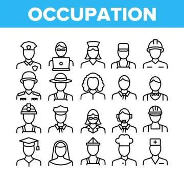 Occupation Collection Elements Icons Set Vector Stock Illustration