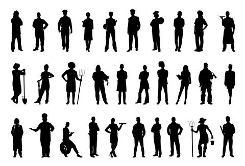 Occupation crowd silhouette Stock Illustration