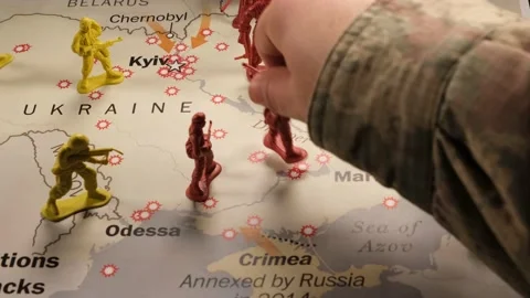 Occupation on map of Ukraine Stock Footage 171414846