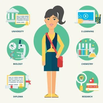 Occupation: Student. Vector illustration, flat style Stock Illustration