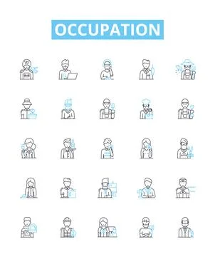 Occupation vector line icons set. Job, Work, Task, Profession, Post, Vocation Illustrazione stock