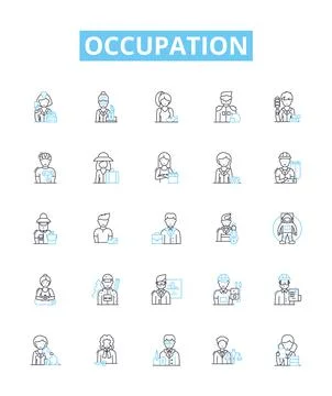 Occupation vector line icons set. Job, Work, Task, Profession, Post, Vocation Illustrazione stock