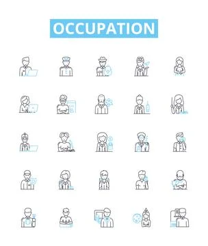 Occupation vector line icons set. Job, Work, Task, Profession, Post, Vocation Illustrazione stock