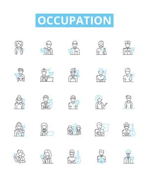 Occupation vector line icons set. Job, Work, Task, Profession, Post, Vocation Illustrazione stock