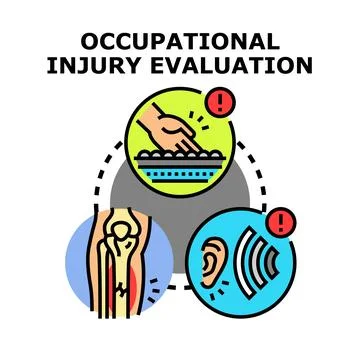 Occupational injury evaluation detecting work related health risks Stock Illustration