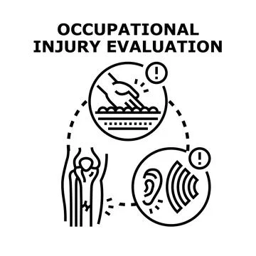 Occupational injury evaluation detecting work related health risks 库存插图