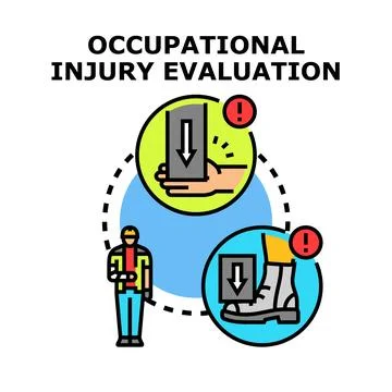 Occupational injury evaluation process analyzing workplace accidents Stock Illustration