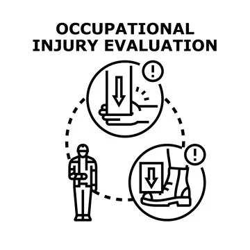 Occupational injury evaluation process analyzing workplace accidents 스톡 일러스트