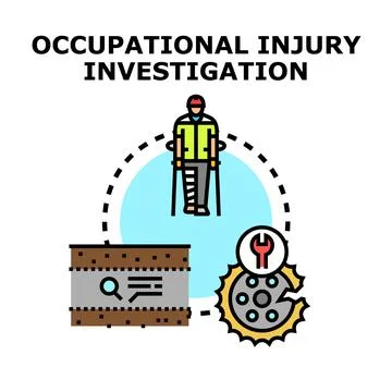 Occupational injury investigation process analyzing workplace accident cause 스톡 일러스트