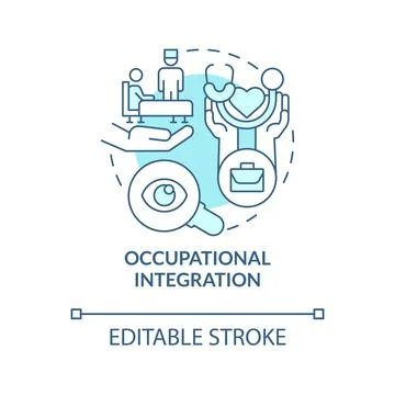 Occupational integration blue concept icon Stock Illustration