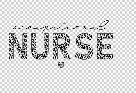 Occupational Nurse Script And Leopard Text Display Heart Stock Illustration