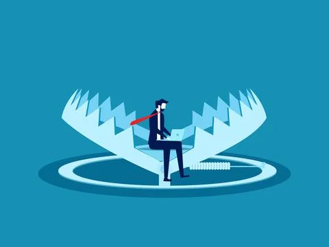 Occupational risks. Businessman stuck in a trap 스톡 일러스트