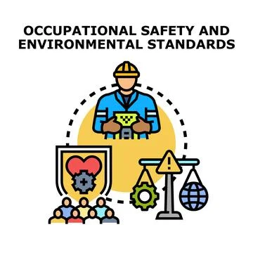 Occupational safety and environmental standards concept Stock Illustration