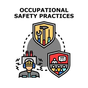 Occupational safety practices ensuring worker protection and health Stock Illustration